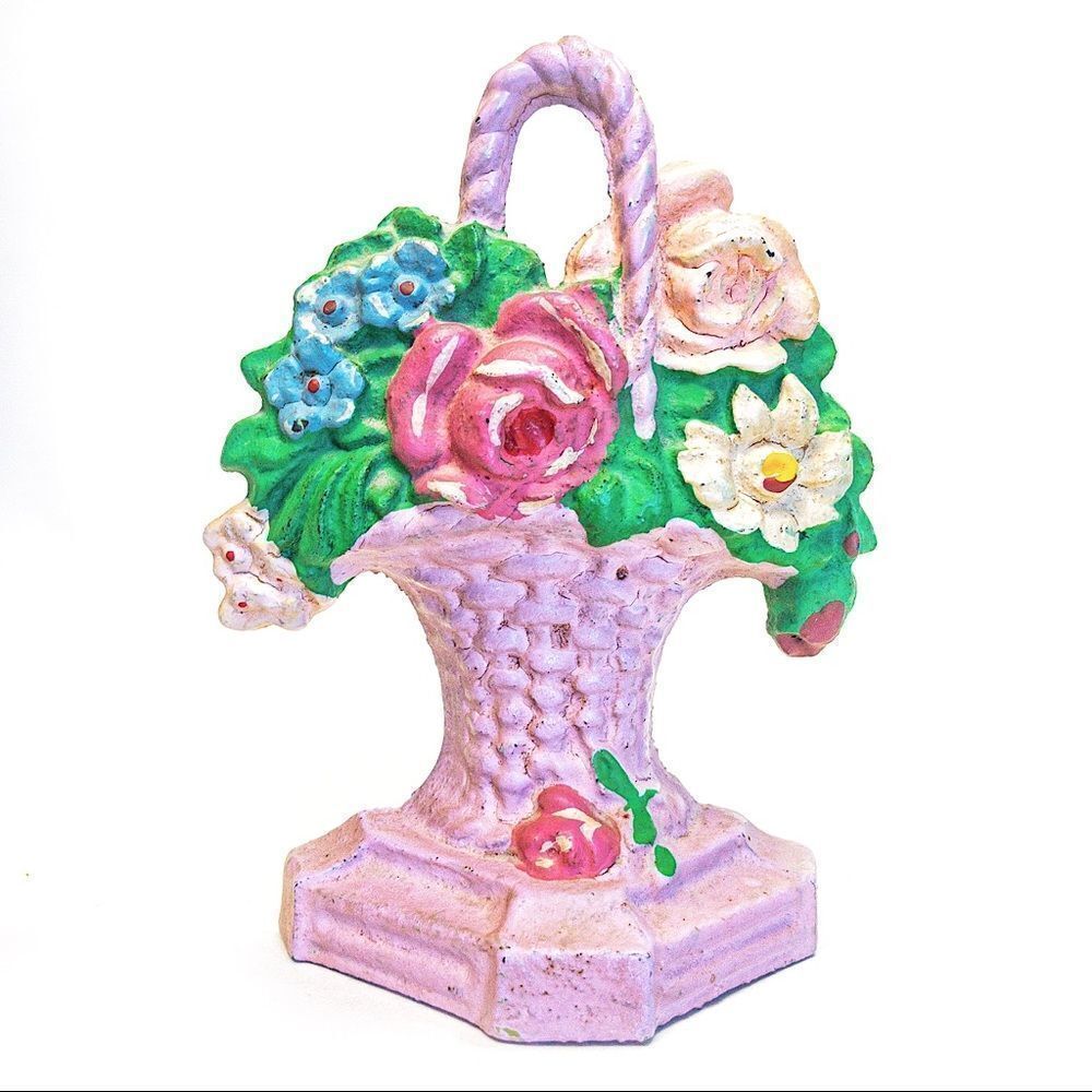 Antique Hubley French Flower Basket Cast Iron Doorstop